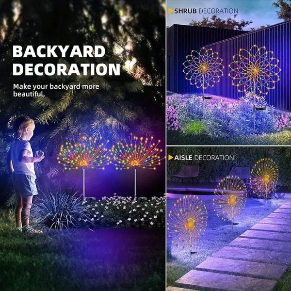 200led Solar Firework Light Waterproof Outdoor 8 Lighting Modes Fairy String Light Christmas Solar Lights Garden Decoratio