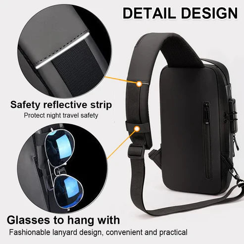 Multifunctional Chest Bag Crossbody Tech Sling Bag With Usb Charging Port With Password Lock