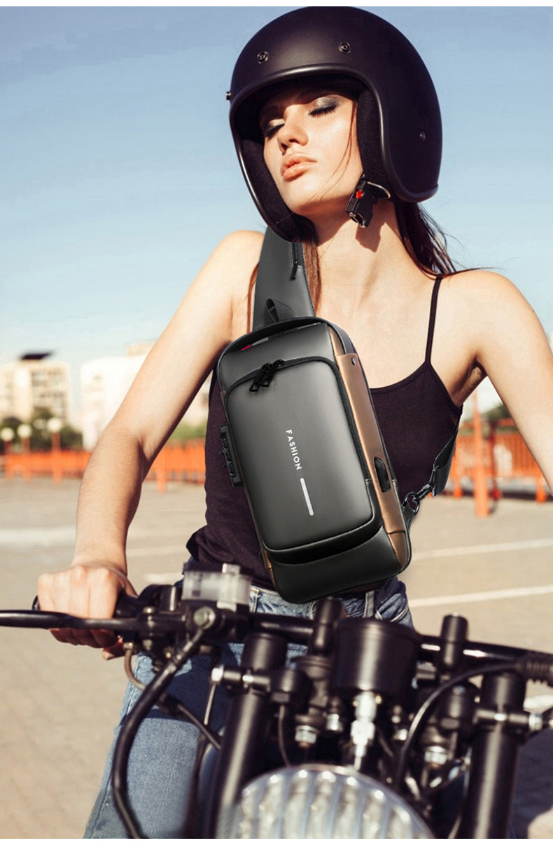 Multifunctional Chest Bag Crossbody Tech Sling Bag With Usb Charging Port With Password Lock