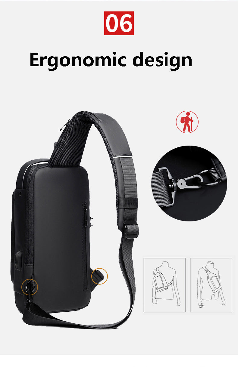 Multifunctional Chest Bag Crossbody Tech Sling Bag With Usb Charging Port With Password Lock