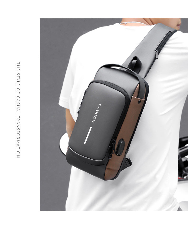 Multifunctional Chest Bag Crossbody Tech Sling Bag With Usb Charging Port With Password Lock